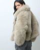 ASOS DESIGN ASOS DESIGN funnel neck short faux fur belted coat in mid brown - 4