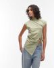 ASOS DESIGN ASOS DESIGN funnel neck sleeveless with wrap detail top in dusty green - 1