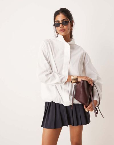 ASOS DESIGN ASOS DESIGN funnel neck sports shirt in white