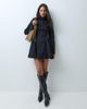 ASOS DESIGN ASOS DESIGN funnel neck tailored godet mini dress in black textured twill - 1