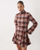 ASOS DESIGN ASOS DESIGN funnel neck tailored godet mini dress in red plaid-Multi - 1