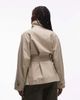 ASOS DESIGN ASOS DESIGN funnel neck tie belt trench coat in stone-Green - 4