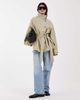 ASOS DESIGN ASOS DESIGN funnel neck tie belt trench coat in stone-Neutral - 1