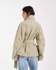 ASOS DESIGN ASOS DESIGN funnel neck tie belt trench coat in stone-Neutral - 4