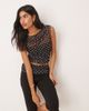 ASOS DESIGN ASOS DESIGN gathered short sleeve off-shoulder mesh top in black polka dot - part of a set-Multi - 1