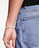 ASOS DESIGN ASOS DESIGN glass faux pearl beaded bracelet with silver lions head bead-White - 3
