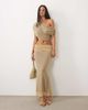 ASOS DESIGN ASOS DESIGN glitter knit off the shoulder asymmetric cinched waist top in gold - part of a set - 3