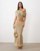 ASOS DESIGN ASOS DESIGN glitter knit ruched maxi skirt in gold - part of a set - 1