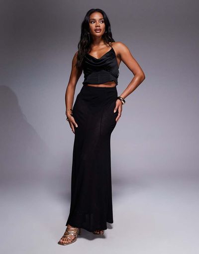 ASOS DESIGN ASOS DESIGN godet semi sheer maxi skirt in black