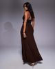 ASOS DESIGN ASOS DESIGN godet semi sheer maxi skirt in brown - 4