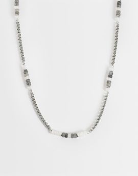ASOS DESIGN ASOS DESIGN gray beaded and chain necklace in silver