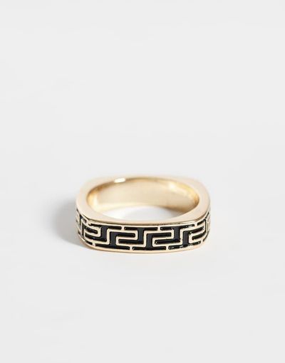 ASOS DESIGN ASOS DESIGN greek wave square shape ring in gold