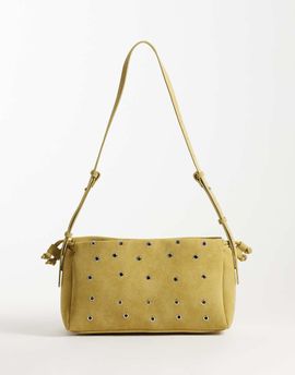 ASOS DESIGN ASOS DESIGN grommet faux suede adjustable crossbody bag in ocher-Green