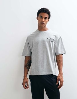 ASOS DESIGN ASOS DESIGN Guinness pyjama set with Christmas print in gray and black-MULTI