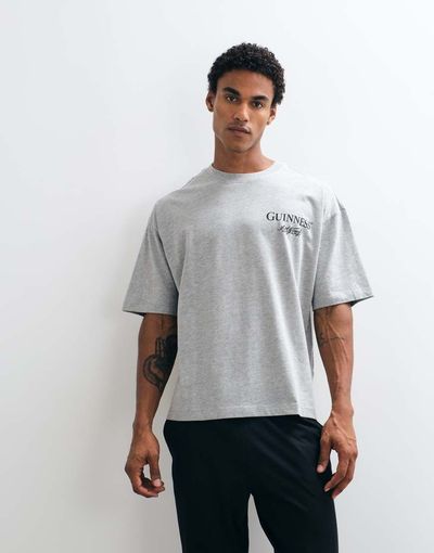ASOS DESIGN ASOS DESIGN Guinness pyjama set with Christmas print in gray and black-MULTI