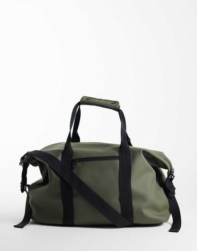ASOS DESIGN ASOS DESIGN gym rubberized duffle bag in khaki-Green