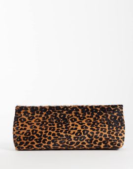 ASOS DESIGN ASOS DESIGN hair-on-leather elongated pouch grab bag in leopard print-Brown