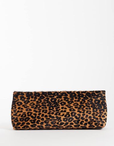 ASOS DESIGN ASOS DESIGN hair-on-leather elongated pouch grab bag in leopard print-Brown