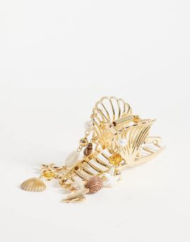 ASOS DESIGN ASOS DESIGN hair claw clip with sea-life charms in gold tone-Multi