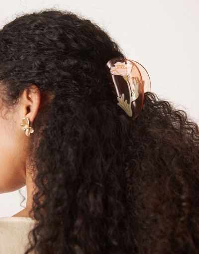 ASOS DESIGN ASOS DESIGN hair claw clip with tulip design in orange