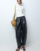 ASOS DESIGN ASOS DESIGN hair on leather drawstring pouch clutch bag with detachable strap in camel-brown-Green - 4