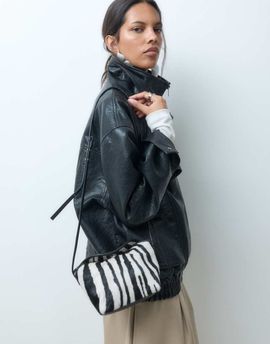 ASOS DESIGN ASOS DESIGN hair on leather mini flap top crossbody bag in zebra print-Multi