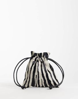 ASOS DESIGN ASOS DESIGN hair on leather pouch grab bag in zebra print-Multi