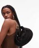 ASOS DESIGN ASOS DESIGN hair on real leather  pouch clutch with gold hardware in black - 1