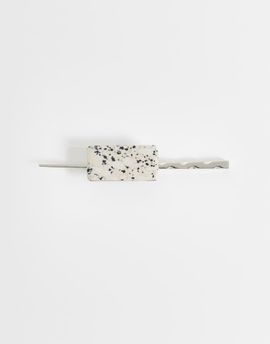 ASOS DESIGN ASOS DESIGN hair pin with faux dalmatian design in brushed silver-Multi