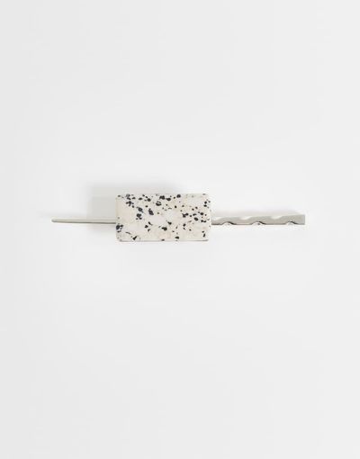 ASOS DESIGN ASOS DESIGN hair pin with faux dalmatian design in brushed silver-Multi