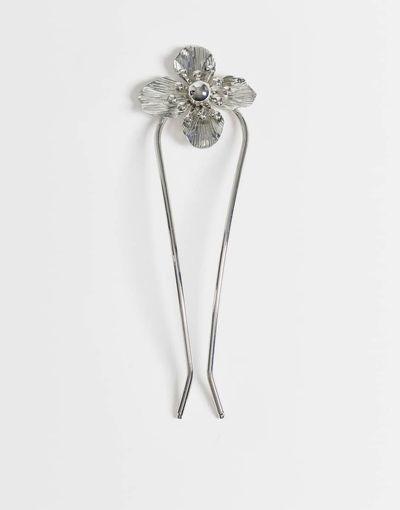 ASOS DESIGN ASOS DESIGN hair pin with flower design in silver tone