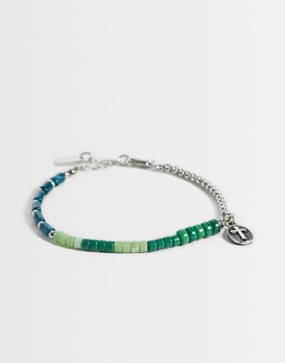 ASOS DESIGN ASOS DESIGN half and half beaded chain bracelet with cross coin charm in multi