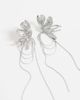 ASOS DESIGN ASOS DESIGN half flower earrings with chain drop details in silver tone - 2