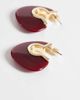 ASOS DESIGN ASOS DESIGN half hoop earrings with burgundy resin design in gold tone-Red - 3