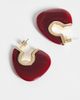 ASOS DESIGN ASOS DESIGN half hoop earrings with burgundy resin design in gold tone-Red - 4