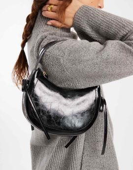 ASOS DESIGN ASOS DESIGN half moon shoulder bag with side bow details in black