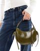 ASOS DESIGN ASOS DESIGN half moon shoulder bag with side bow details in dark olive-Green - 1