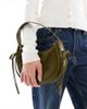 ASOS DESIGN ASOS DESIGN half moon shoulder bag with side bow details in dark olive-Green - 4