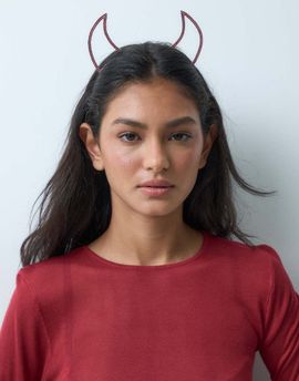 ASOS DESIGN ASOS DESIGN Halloween devil horn headband with red crystal detail in silver tone-MULTI
