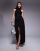 ASOS DESIGN ASOS DESIGN halter maxi dress with slit and knot belt in black - 1