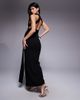 ASOS DESIGN ASOS DESIGN halter maxi dress with slit and knot belt in black - 3