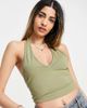 ASOS DESIGN ASOS DESIGN halter neck crop top in khaki-Green - 1