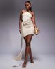 ASOS DESIGN ASOS DESIGN halter neck mini dress with star trim detail and drape in beige-Neutral - 1