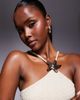 ASOS DESIGN ASOS DESIGN halter neck mini dress with star trim detail and drape in beige-Neutral - 2