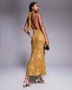 ASOS DESIGN ASOS DESIGN halter neck with open back with drape detail maxi dress in bronze-Green - 1