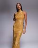ASOS DESIGN ASOS DESIGN halter neck with open back with drape detail maxi dress in bronze-Green - 3
