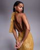 ASOS DESIGN ASOS DESIGN halter neck with open back with drape detail maxi dress in bronze-Green - 4