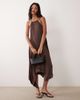 ASOS DESIGN ASOS DESIGN halterneck midi dress with high-low hem in chocolate brown-Yellow - 2