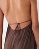 ASOS DESIGN ASOS DESIGN halterneck midi dress with high-low hem in chocolate brown-Yellow - 3