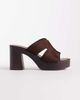 ASOS DESIGN ASOS DESIGN Hamlet cut out detailing platform heeled mules in chocolate suedette-Brown - 1